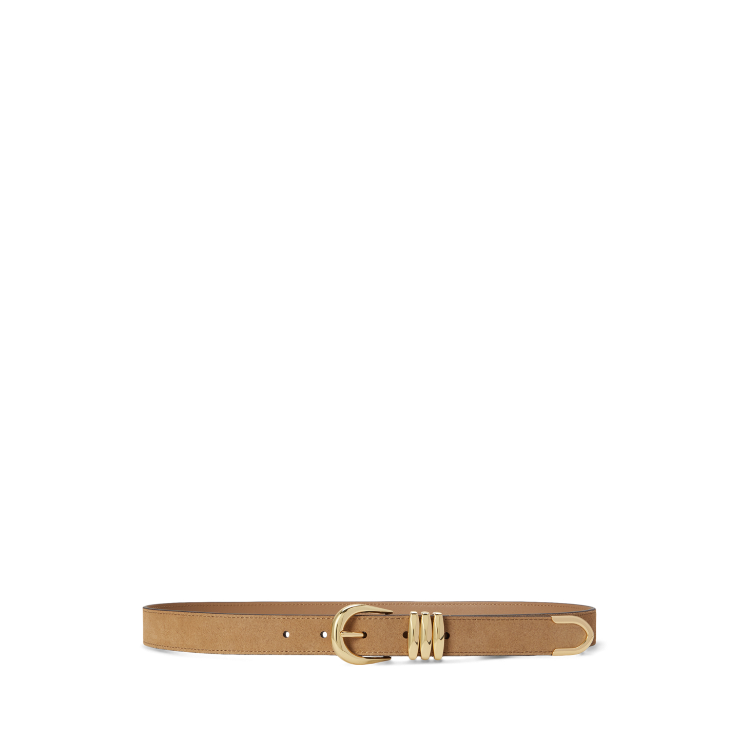Женский ремень Ralph Lauren Metal-Keeper Suede Skinny, цвет: Верблюжий — фото 3