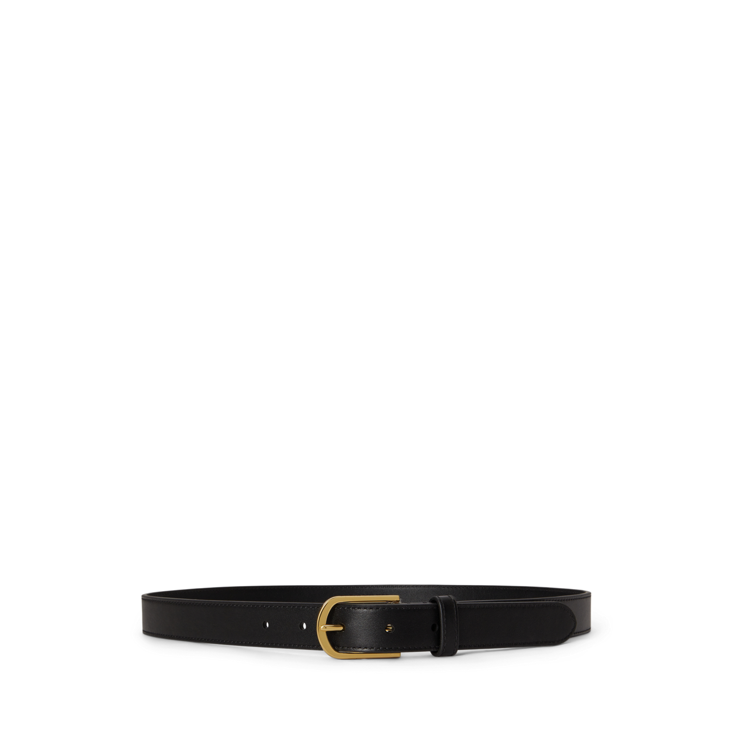 Женский ремень Ralph Lauren Rounded-Buckle Leather Skinny, цвет: Чёрный — фото 3