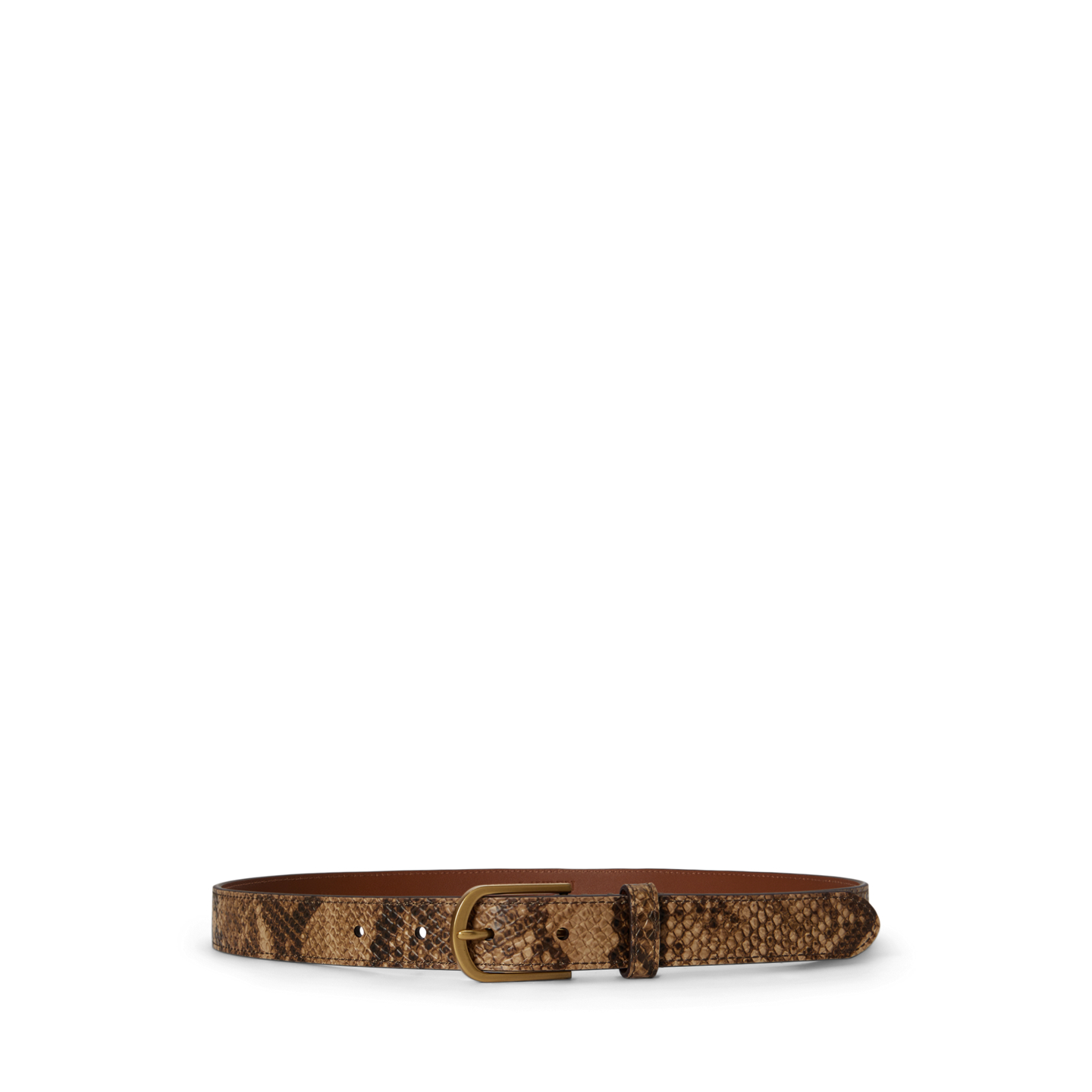 Женский ремень Ralph Lauren Rounded-Buckle Embossed Skinny, цвет: Рыжевато-коричневый разноцветный — фото 3