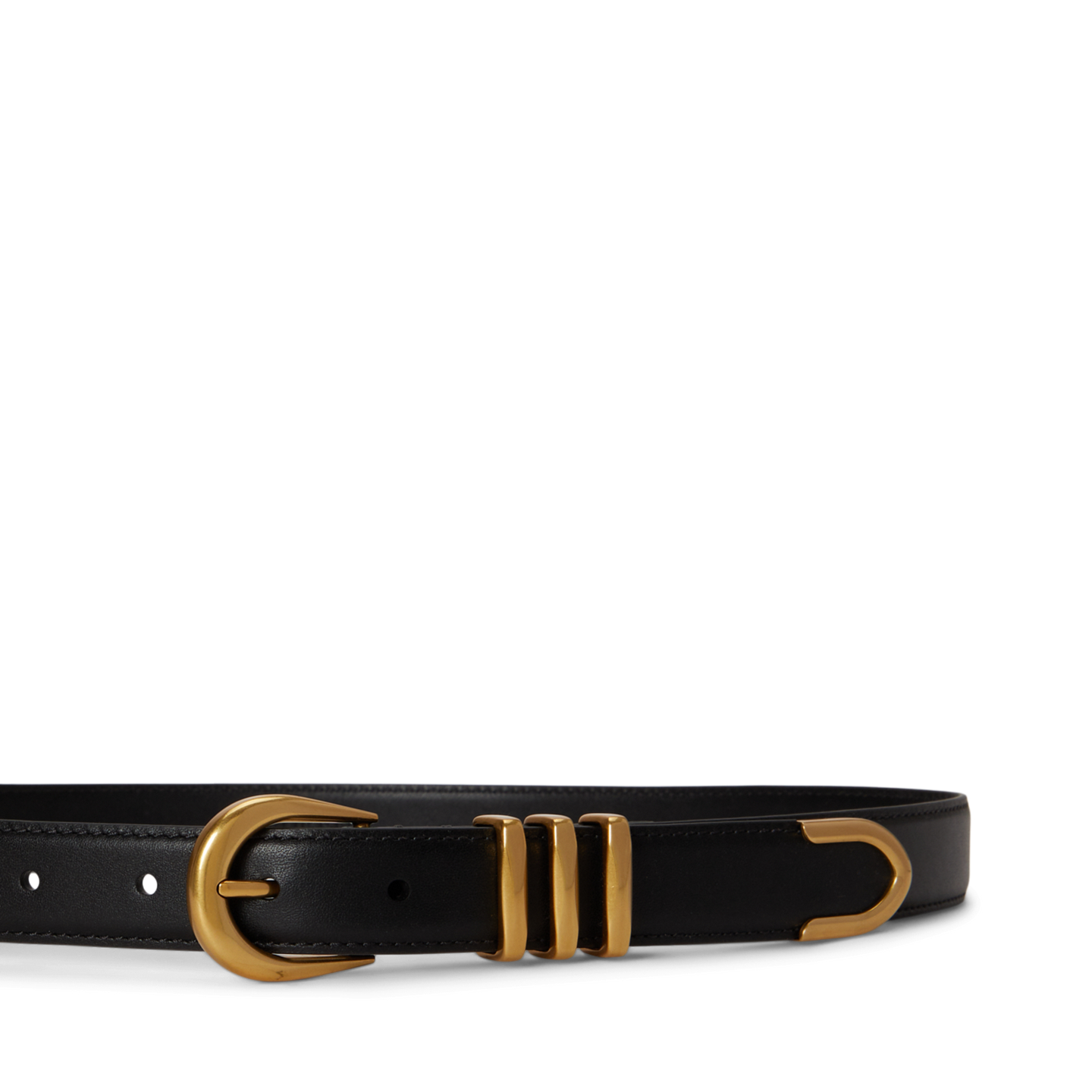 Женский ремень Ralph Lauren Metal-Keeper Leather Skinny, цвет: Чёрный — фото 1