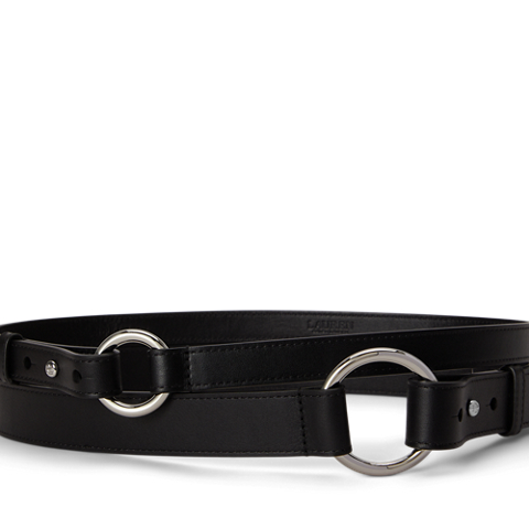 Женский ремень Lauren Ralph Lauren Leather O-Ring Stacked Wide, цвет: Чёрный