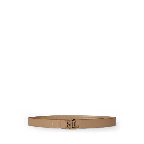 Tan/Tan Logo Reversible Croc-Embossed Belt Lauren 3