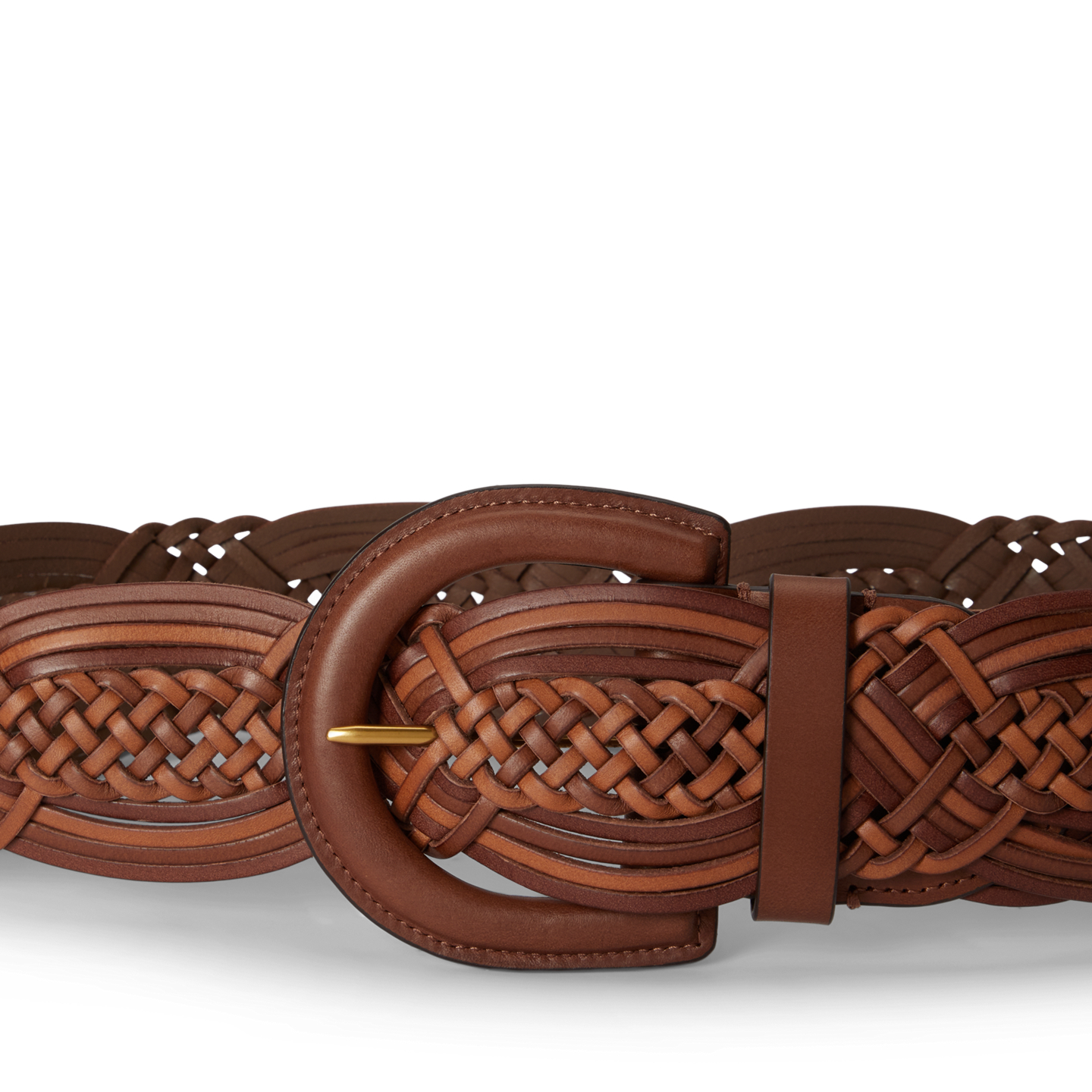 Женский ремень Ralph Lauren Braided Vachetta Leather Wide, цвет: Рыжевато-коричневый — фото 1