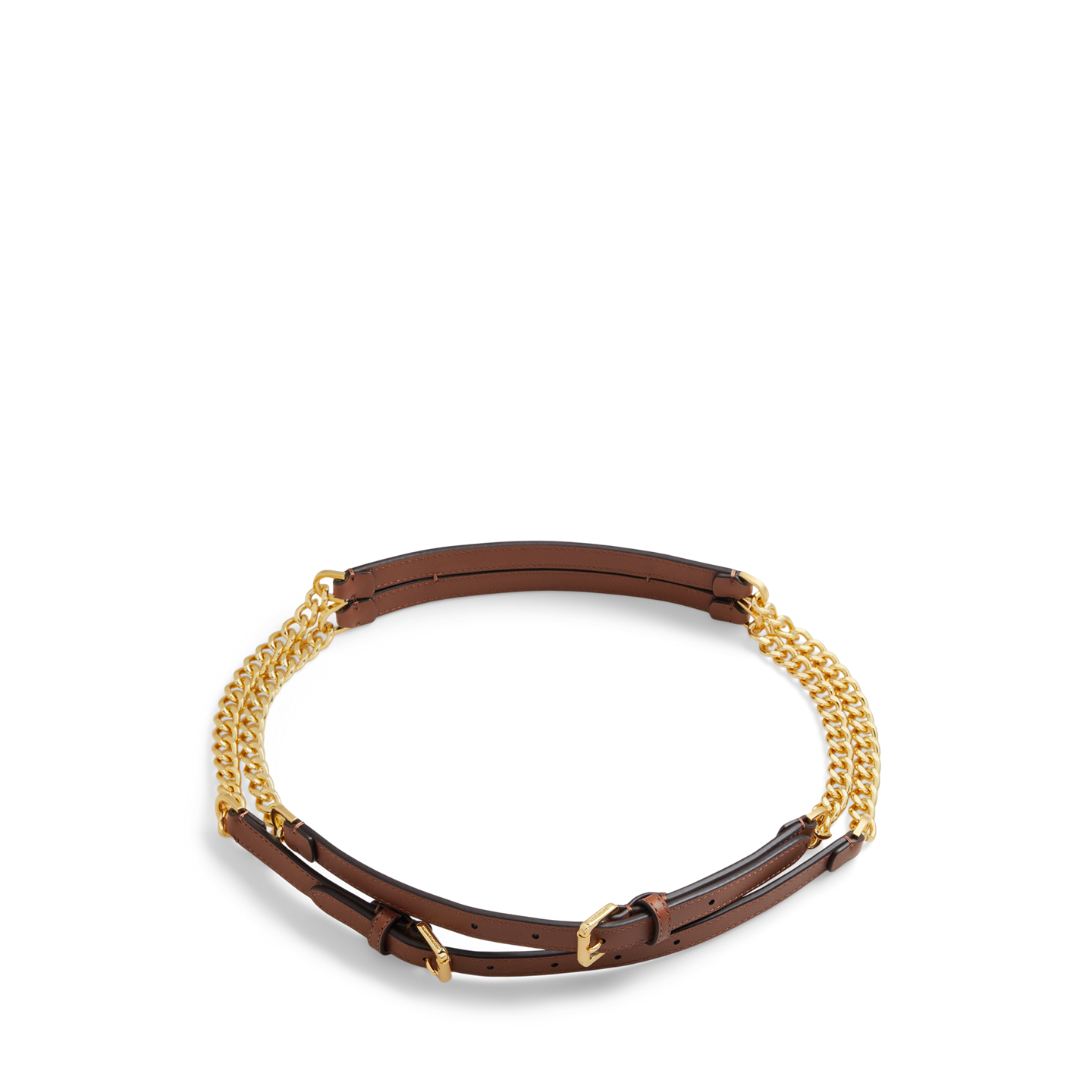 Женский ремень Lauren Ralph Lauren Leather-Trim Stacked Chain Belt, цвет: Рыжевато-коричневый — фото 2