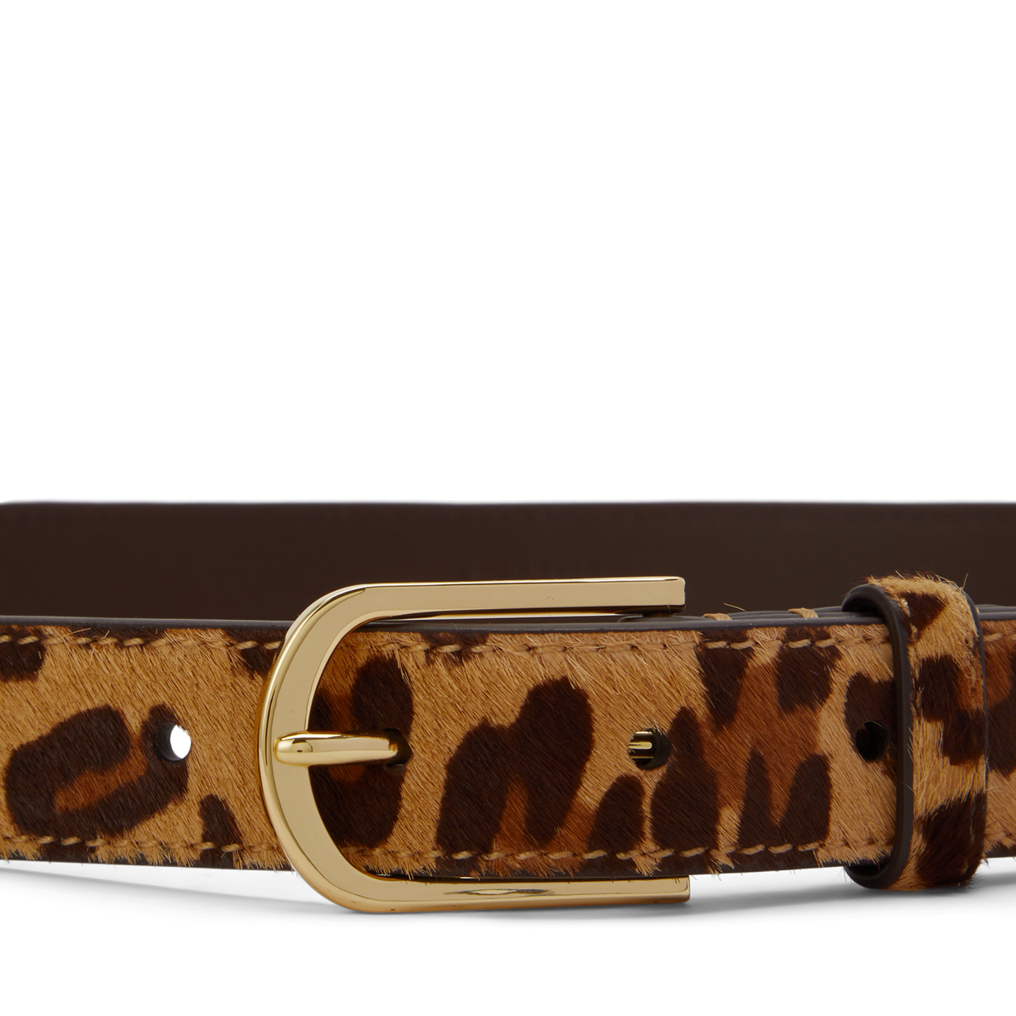 Женский ремень Ralph Lauren Rounded-Buckle Leopard-Print Skinny, цвет: Леопардовый / Каштановый — фото 1