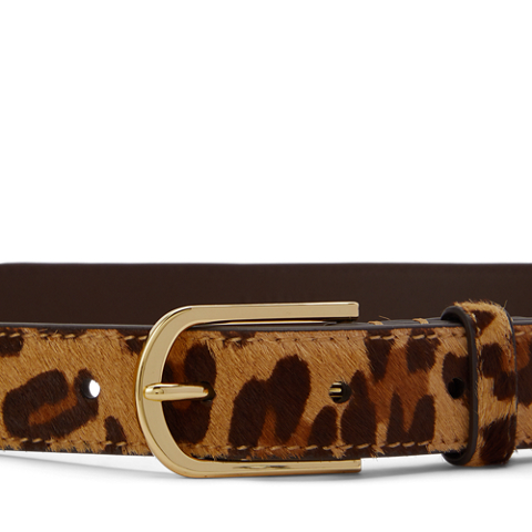 Женский ремень Lauren Ralph Lauren Rounded-Buckle Leopard-Print Skinny, цвет: Леопардовый / Каштановый