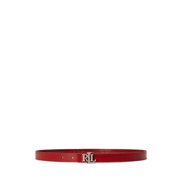 Ceinture fine r&eacute;versible gaufr&eacute;e &agrave; logo