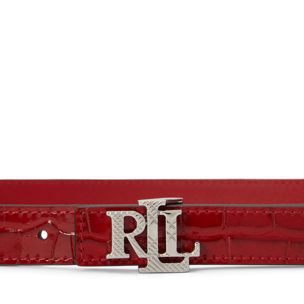 Ceinture fine r&eacute;versible gaufr&eacute;e &agrave; logo