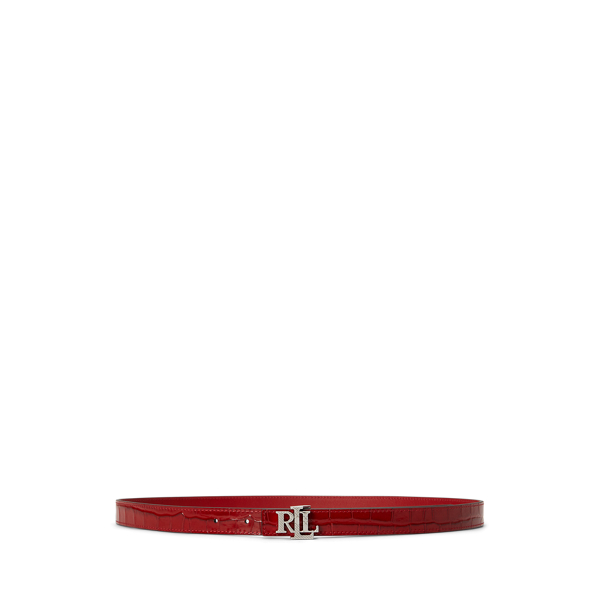 Ceinture fine r&eacute;versible gaufr&eacute;e &agrave; logo