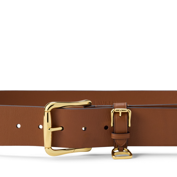 Rounded-Buckle Wide Leather Belt