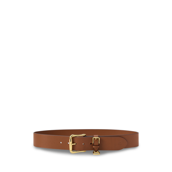 Rounded-Buckle Wide Leather Belt