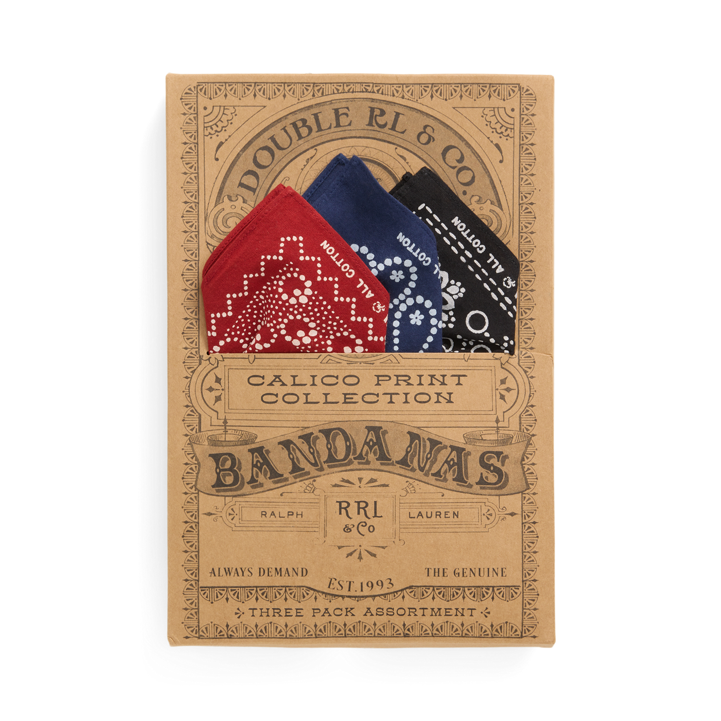 Мужские перчатки Ralph Lauren Calico-Print Bandanna 3-Pack, цвет: Красный / Индиго — фото 2