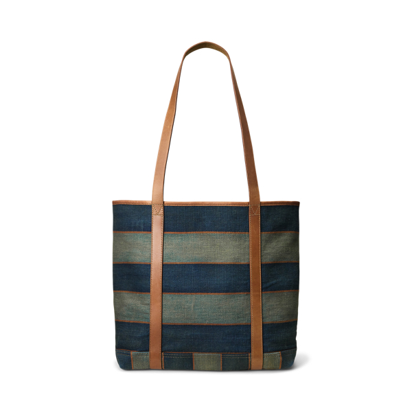 Handwoven Indigo Striped Tote