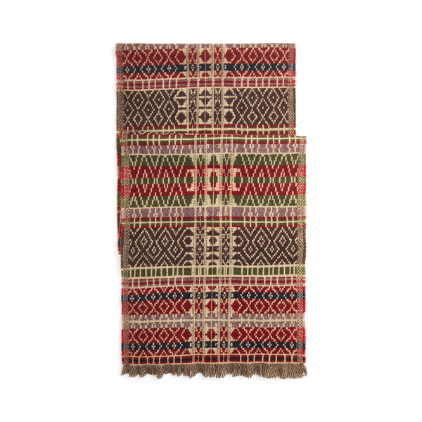 Red/Green/Brown Multi Cotton Jacquard Scarf RRL 1