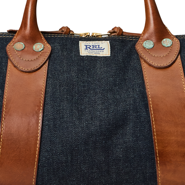 【RRL】レザートリム インディゴ デニム ブリーフケース レザートリム インディゴ デニム ブリーフケース（ショルダー
