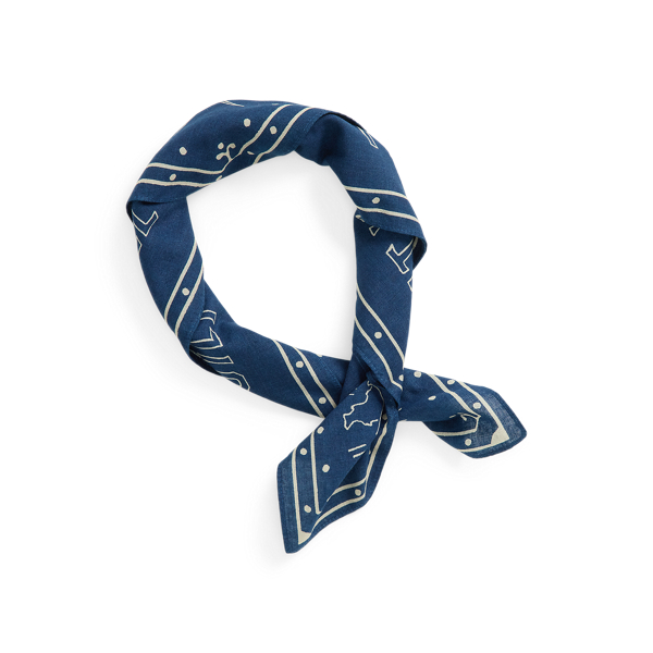 Indigo Cotton Graphic Bandanna