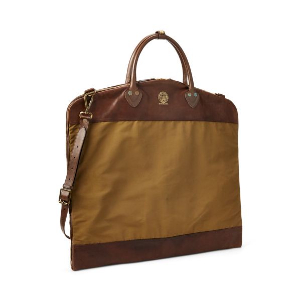 Leather-Trim Oilcloth Garment Bag