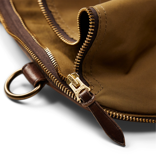 Leather-Trim Oilcloth Garment Bag