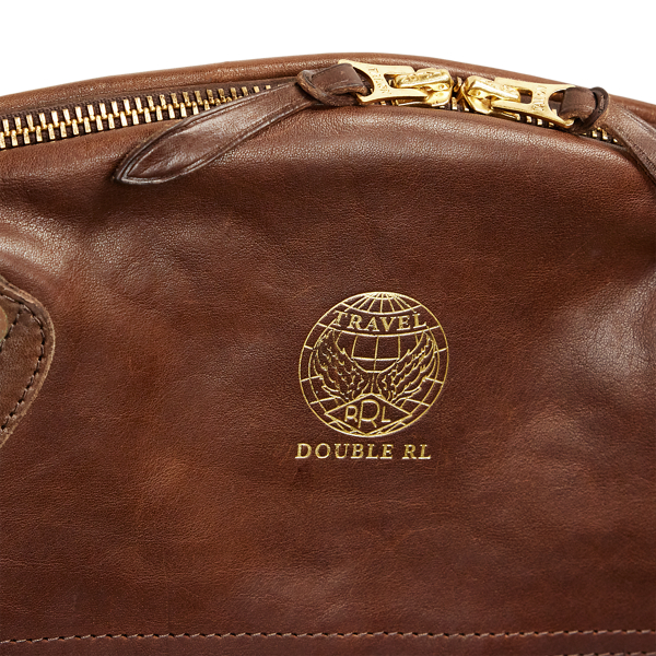 Leather-Trim Oilcloth Garment Bag