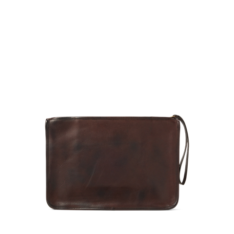 Мужская сумка Ralph Lauren Leather Pouch, цвет: Тёмный коричневый