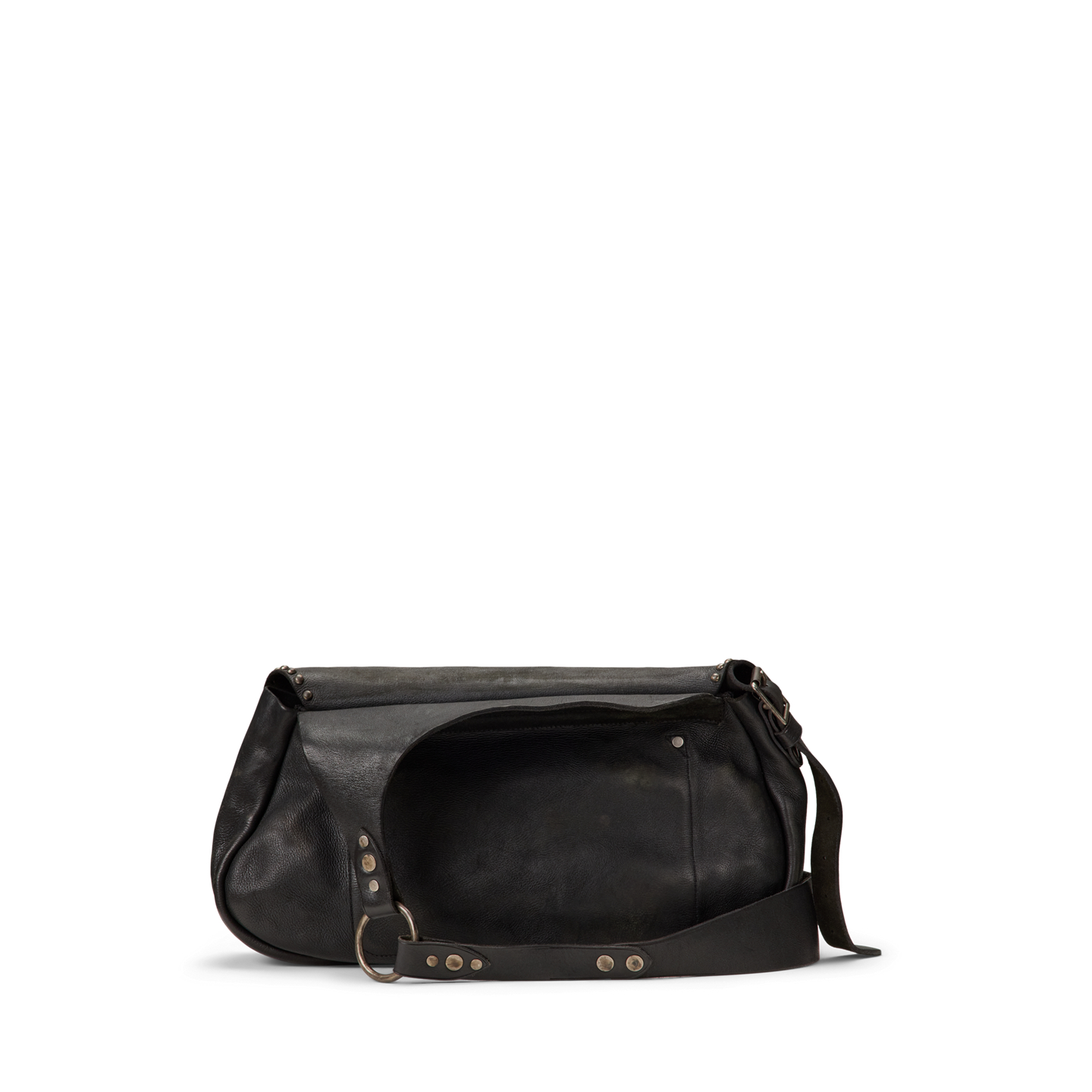 Мужская сумка Ralph Lauren Studded Leather Saddle, цвет: Чёрный / Серебряный — фото 2
