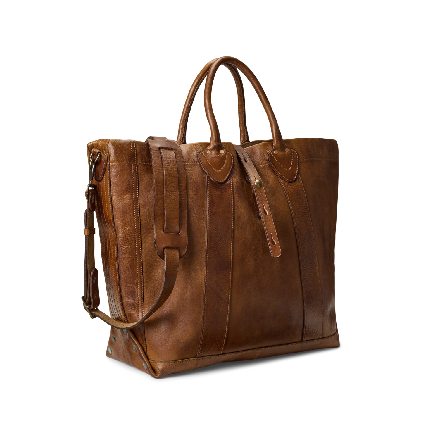 Мужская сумка Ralph Lauren Leather Tote, цвет: Седельно-коричневый — фото 1