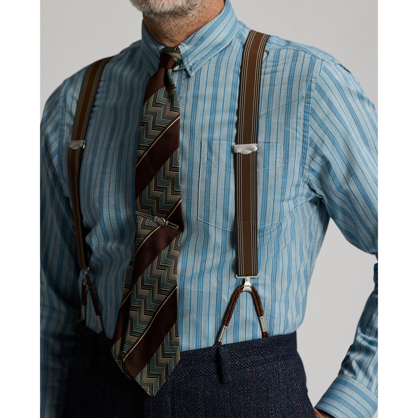 Ralph Lauren Striped Stretch Braces, цвет: Коричневый разноцветный — фото 1