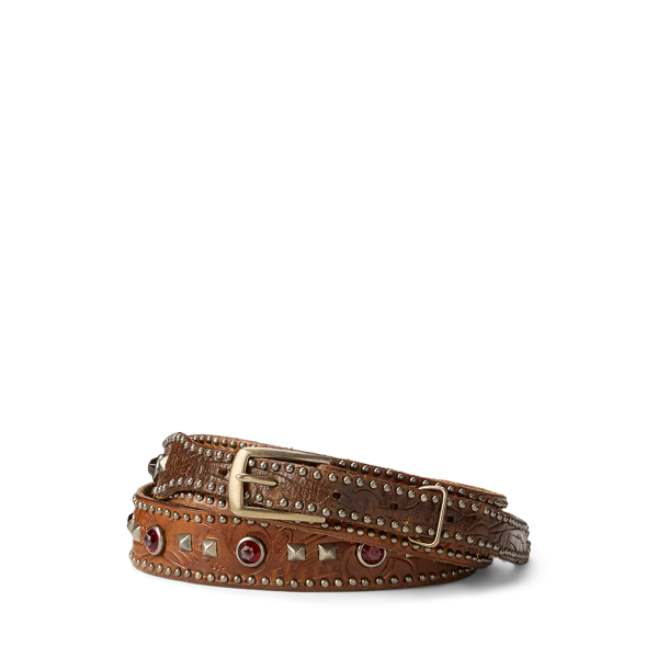 Cintura western in pelle con borchie