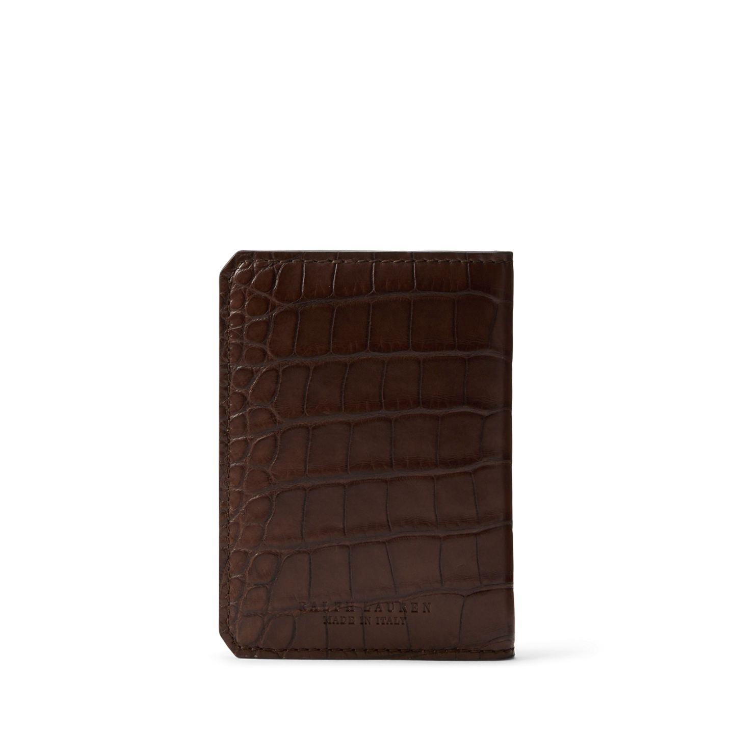 Мужской кошелёк Ralph Lauren Alligator Folded Card Case, цвет: Шоколадный — фото 1