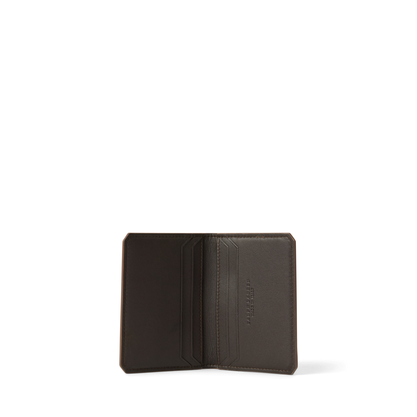 Мужской кошелёк Ralph Lauren Burnished Calfskin Folded Card Case, цвет: Золотой — фото 1