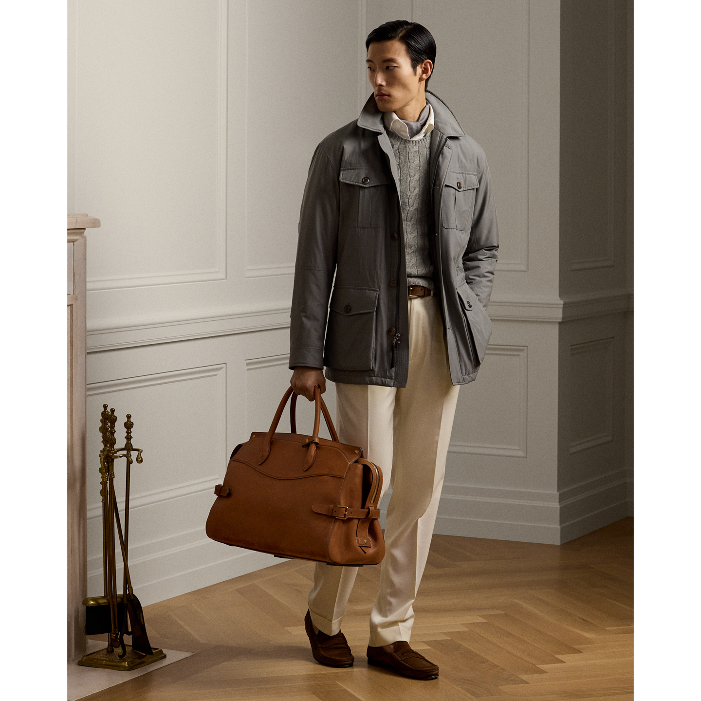 Мужская сумка Ralph Lauren Bedford Calfskin Weekender, цвет: Золотой — фото 5