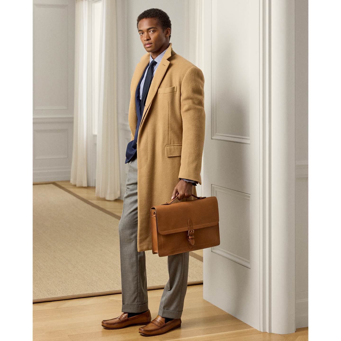 Мужской портфель Ralph Lauren Bedford из телячьей кожи, цвет: Золотой — фото 5