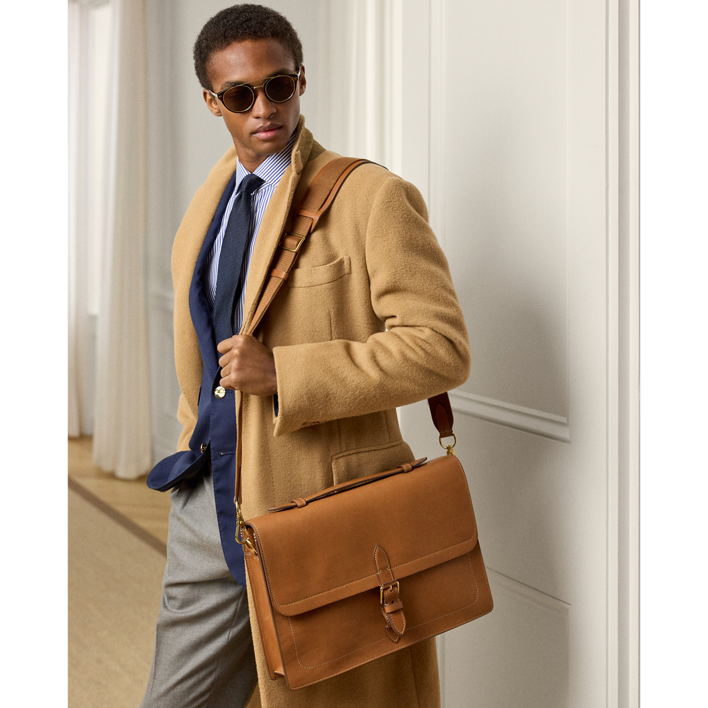 Мужской портфель Ralph Lauren Bedford из телячьей кожи, цвет: Золотой — фото 6