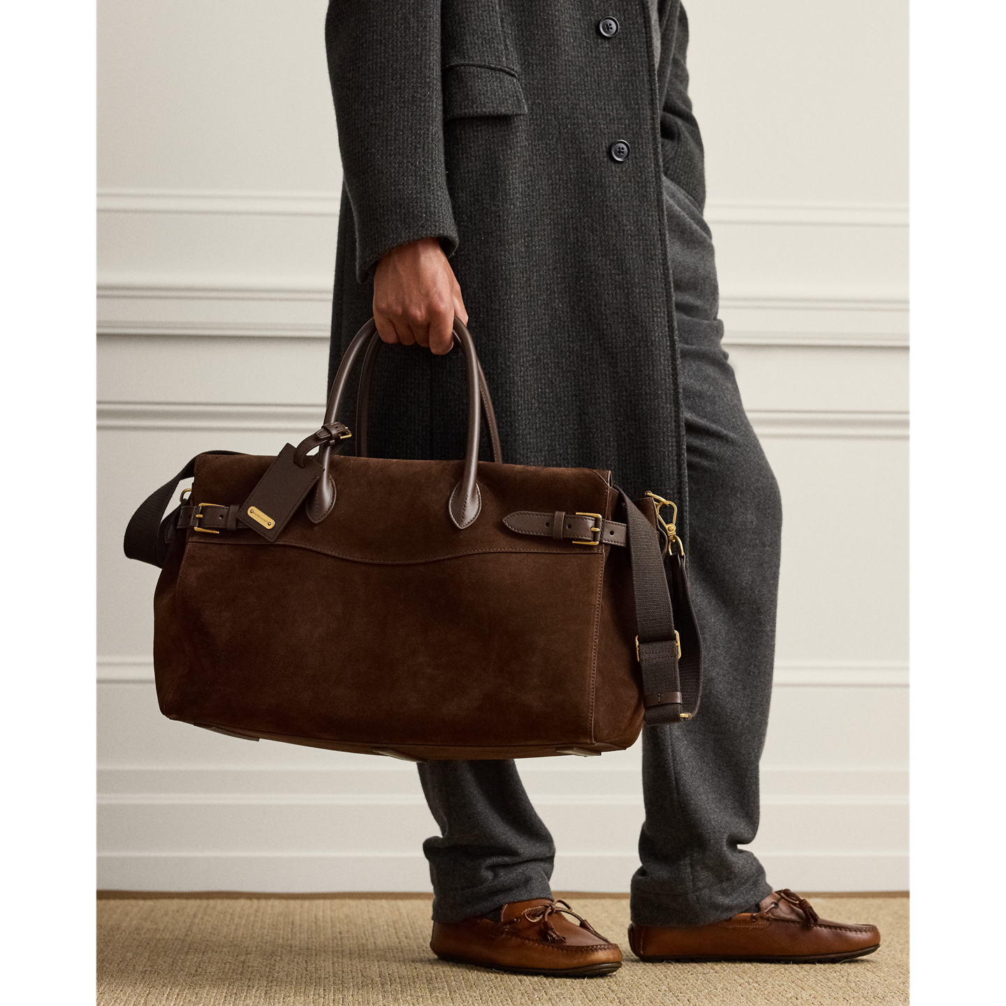 Мужская сумка Ralph Lauren Bedford Calf-Suede Duffel, цвет: Мокко — фото 4