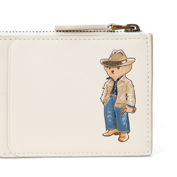Ivory Polo Bear Leather Zip Card Case Polo Ralph Lauren 3