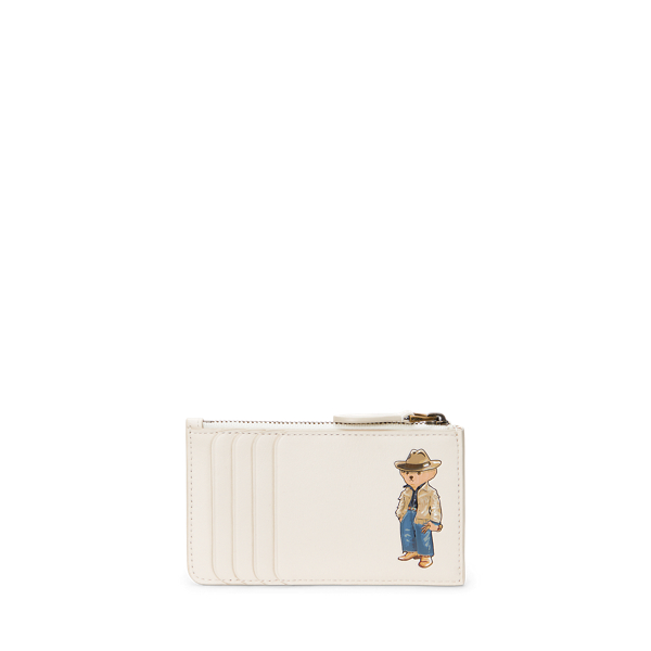 Polo Bear Leather Zip Card Case