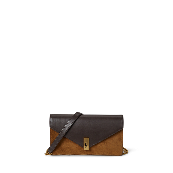 Portefeuille à bandoulière Polo ID daim et cuir