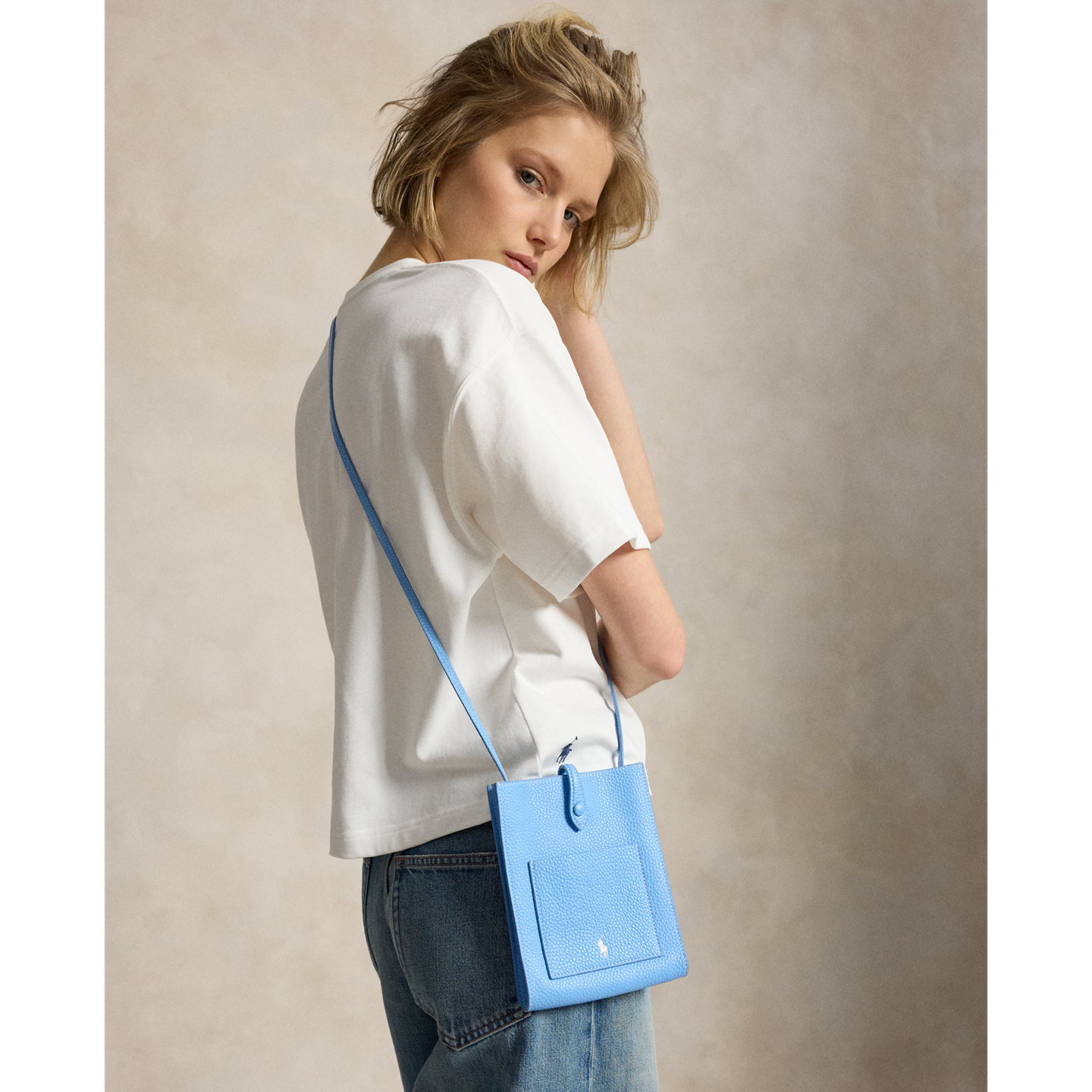 Женские сумки Ralph Lauren Polo Play Leather Pocket Crossbody, цвет: Синий — фото 5