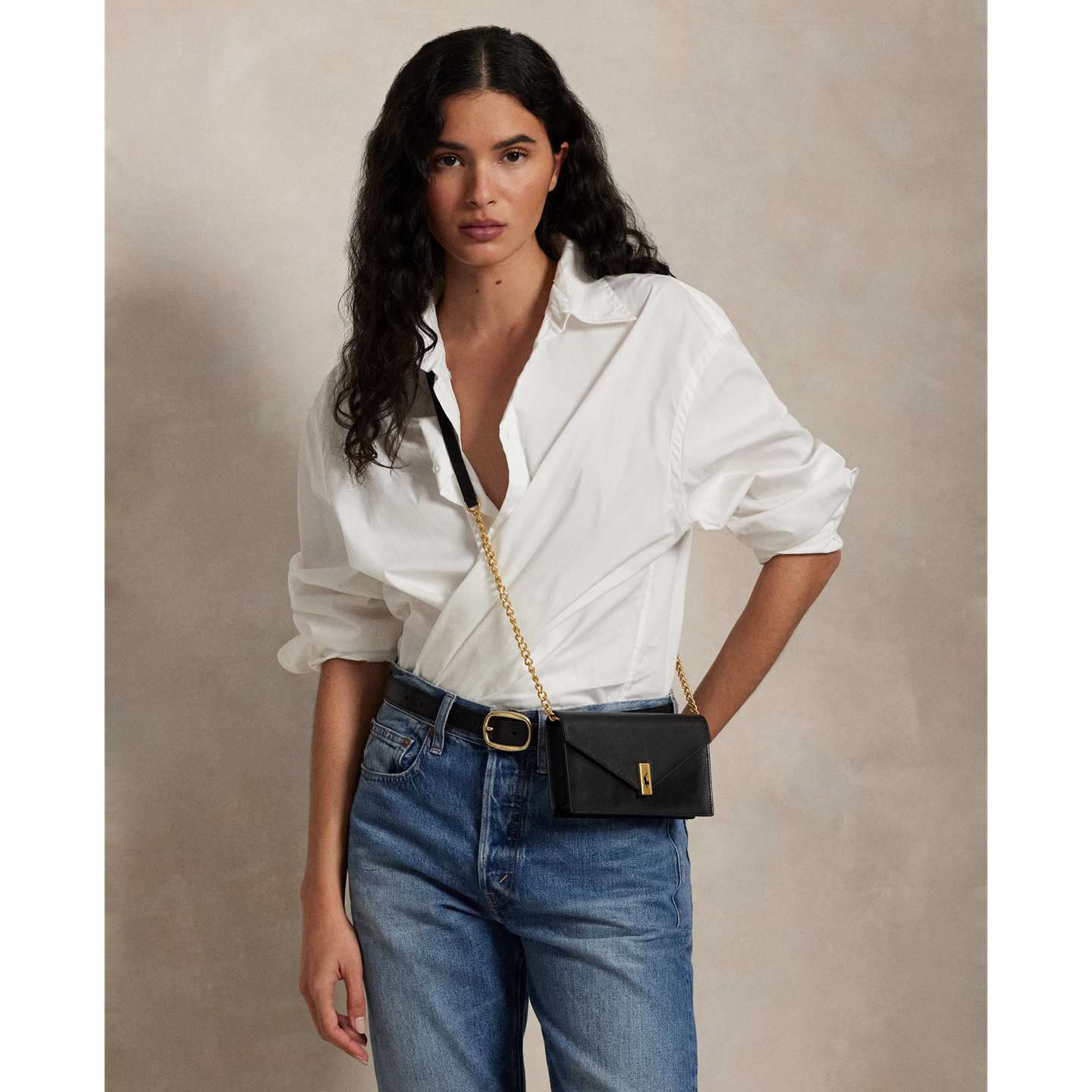 Женские кошельки Ralph Lauren Polo ID Leather Chain Wallet & Bag, цвет: Чёрный — фото 4