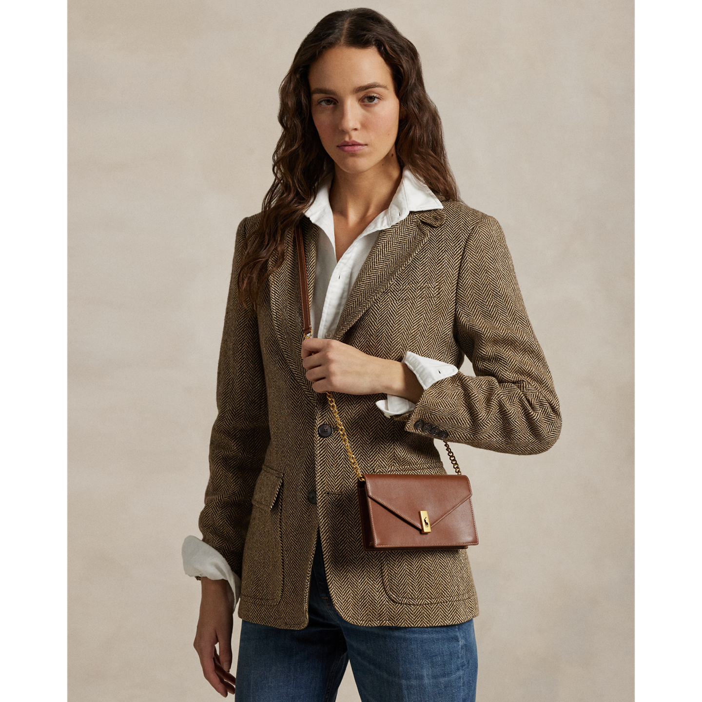Женские кошельки Ralph Lauren Polo ID Leather Chain Wallet & Bag, цвет: Cuoio — фото 4