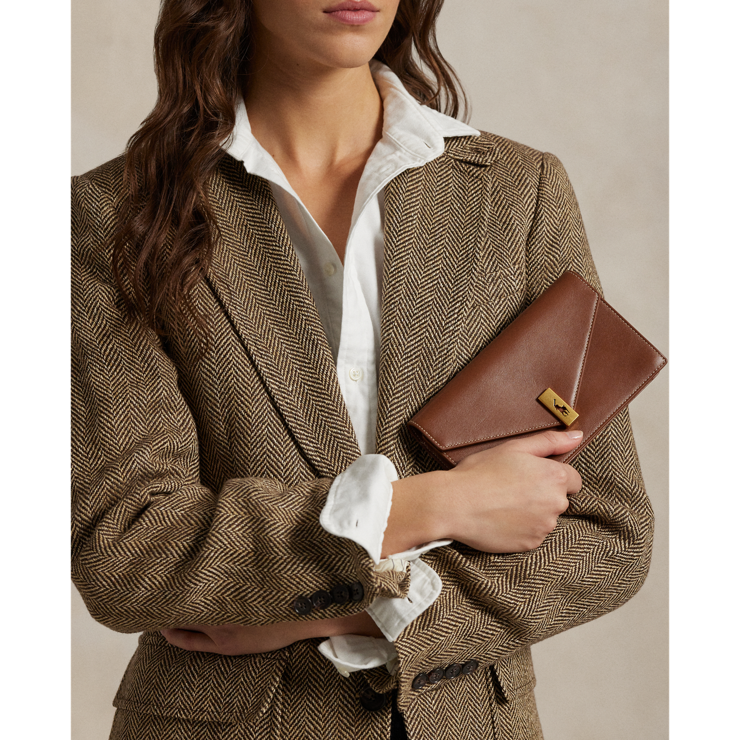 Женские кошельки Ralph Lauren Polo ID Leather Chain Wallet & Bag, цвет: Cuoio — фото 5