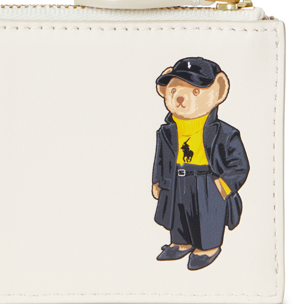 Polo Bear Leather Zip Card Case