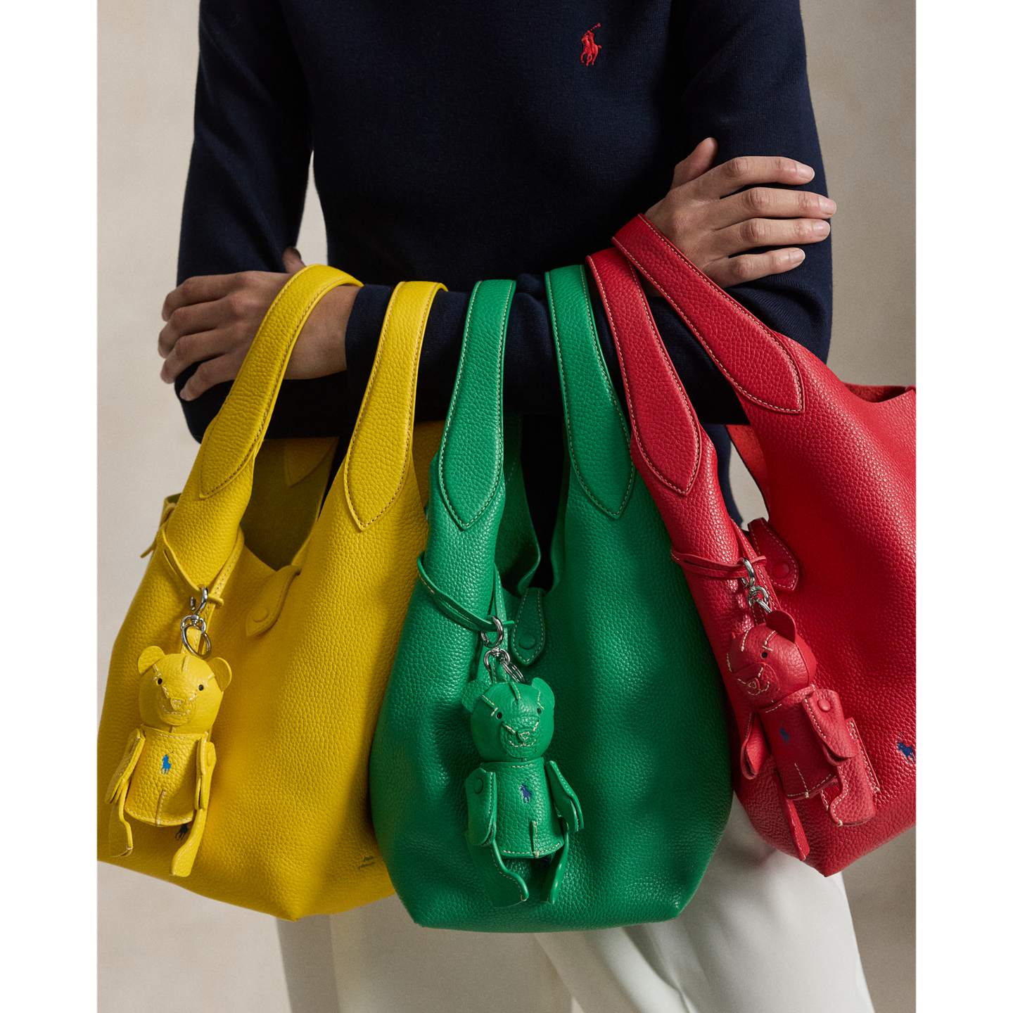 Женский брелок Ralph Lauren Polo Bear Leather Bag Charm, цвет: Вишнёвый — фото 4