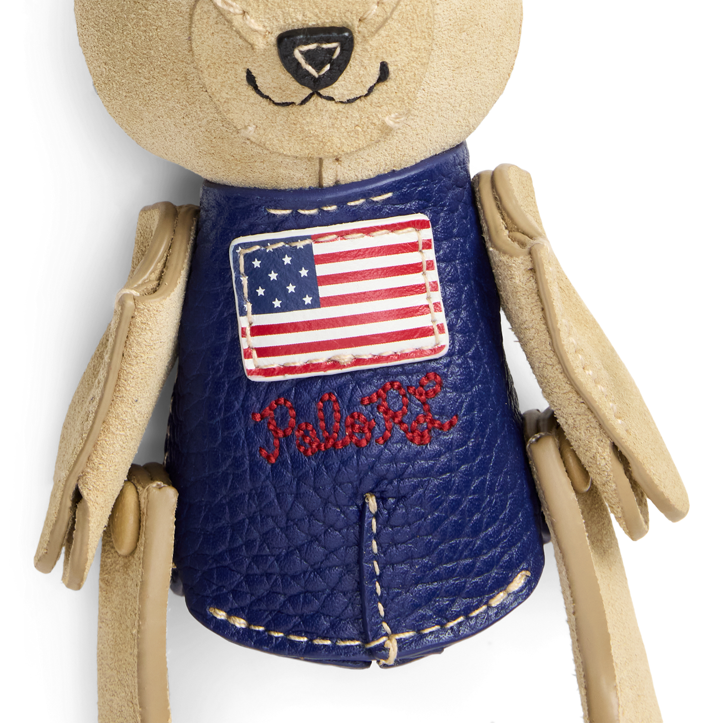 Женский брелок Ralph Lauren Flag Polo Bear Suede-Leather Bag Charm, цвет: Кешью — фото 2