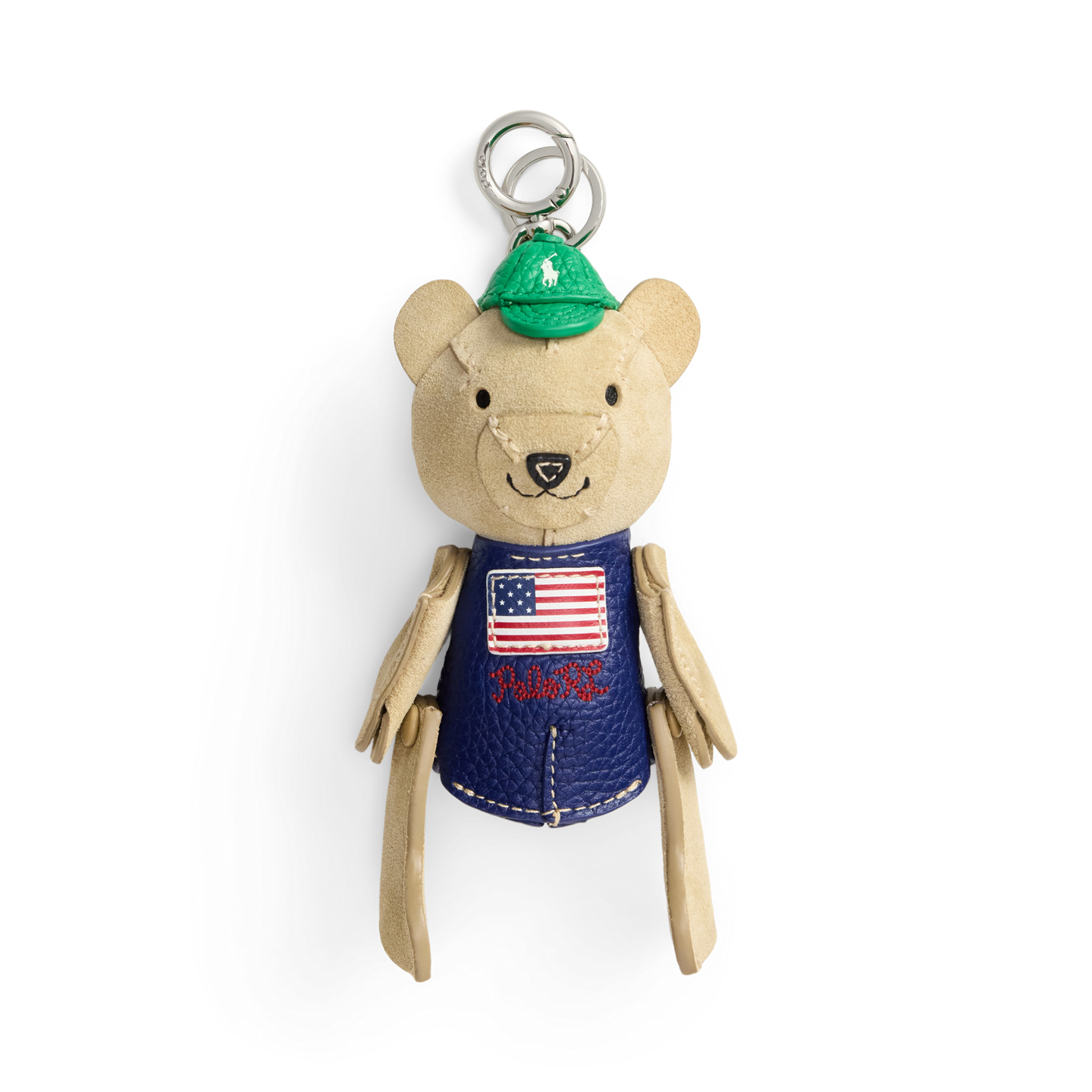 Женский брелок Ralph Lauren Flag Polo Bear Suede-Leather Bag Charm, цвет: Кешью — фото 3
