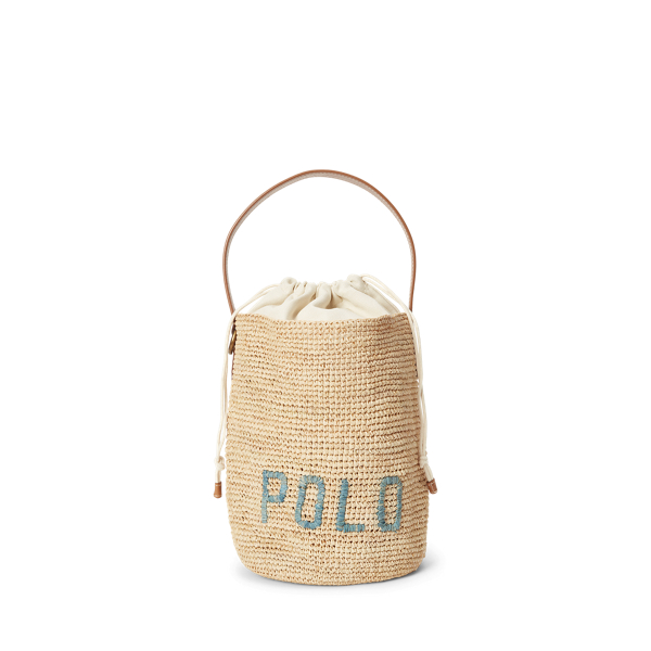 Logo Raffia Small Bucket Bag