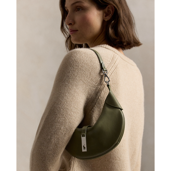 Mini sac port&eacute; &eacute;paule Polo ID en vachette Polo Ralph Lauren en Basilic 7