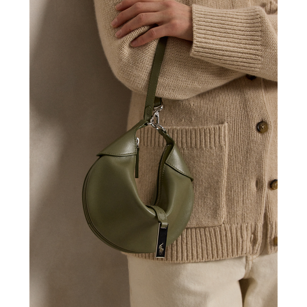 Mini sac port&eacute; &eacute;paule Polo ID en vachette Polo Ralph Lauren en Basilic 8