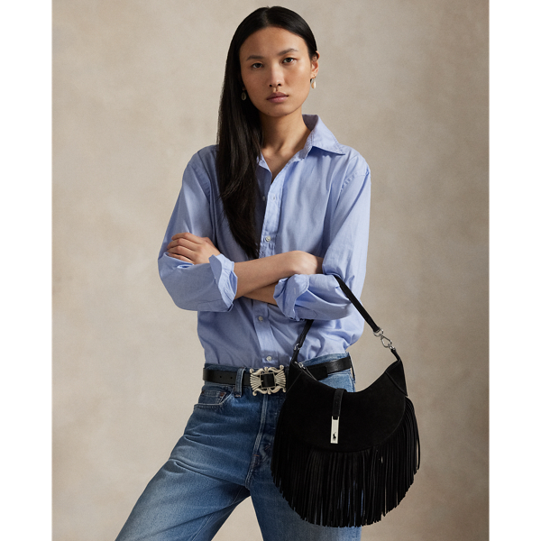 ショルダーバッグ・ポシェット POLO RALPH LAUREN Woman Shoulder bag Black 428902588 002 Suede shoulder bag with fringes POLO RALPH LAUREN - Nugnes1920