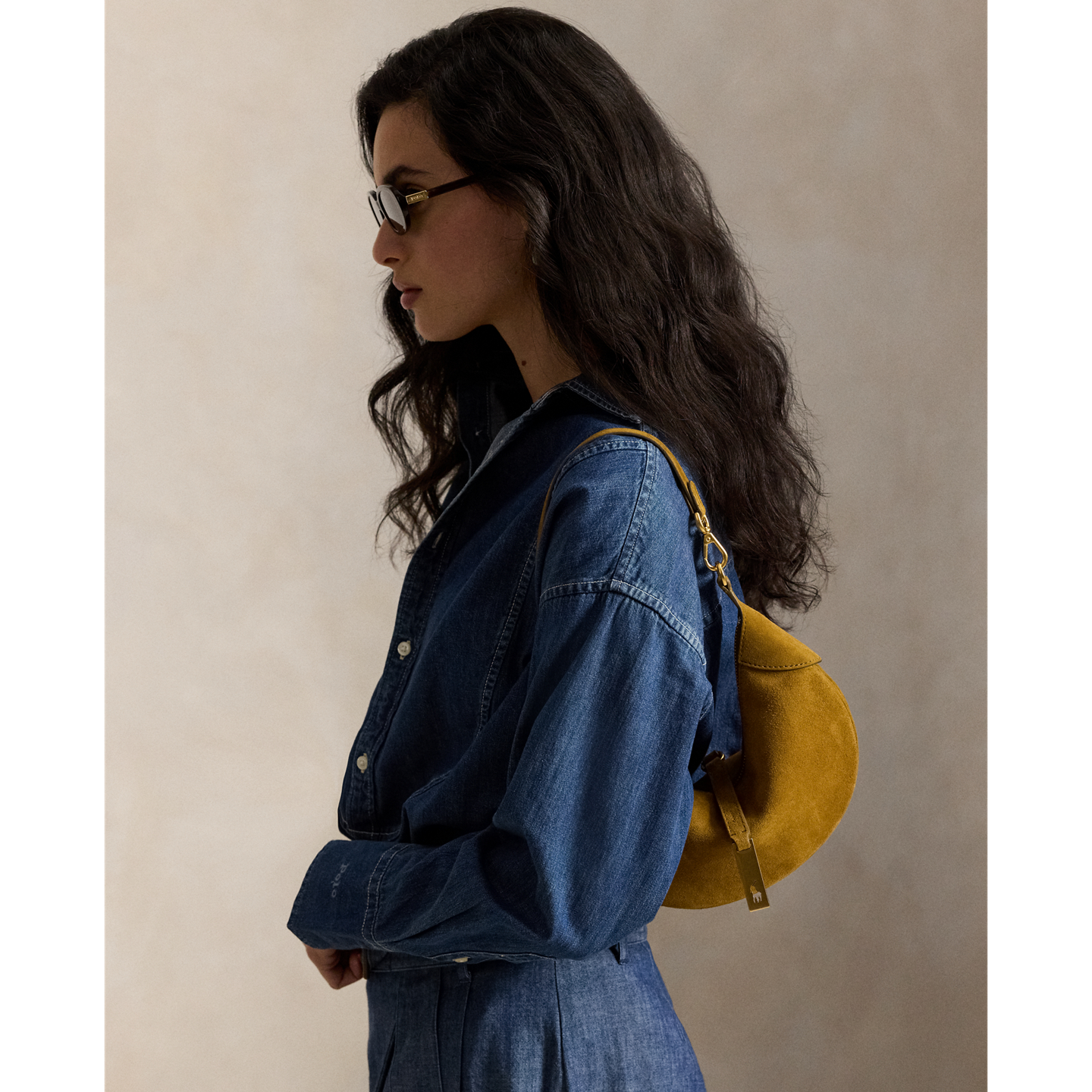 Женская сумка Ralph Lauren Polo ID Suede Mini Shoulder, цвет: Artichoke — фото 6